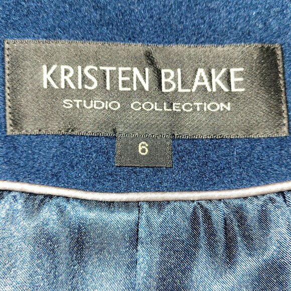 Kristen Blake Blue Lambswool Blend Coat Studio Collection Peacoat Women's Size 6 - Picture 12 of 15